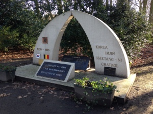Belgie, Sint-Niklaas, 10 januari 2016: Korea monument in het Romain de Vidtspark (foto: René Hoeflaak) 